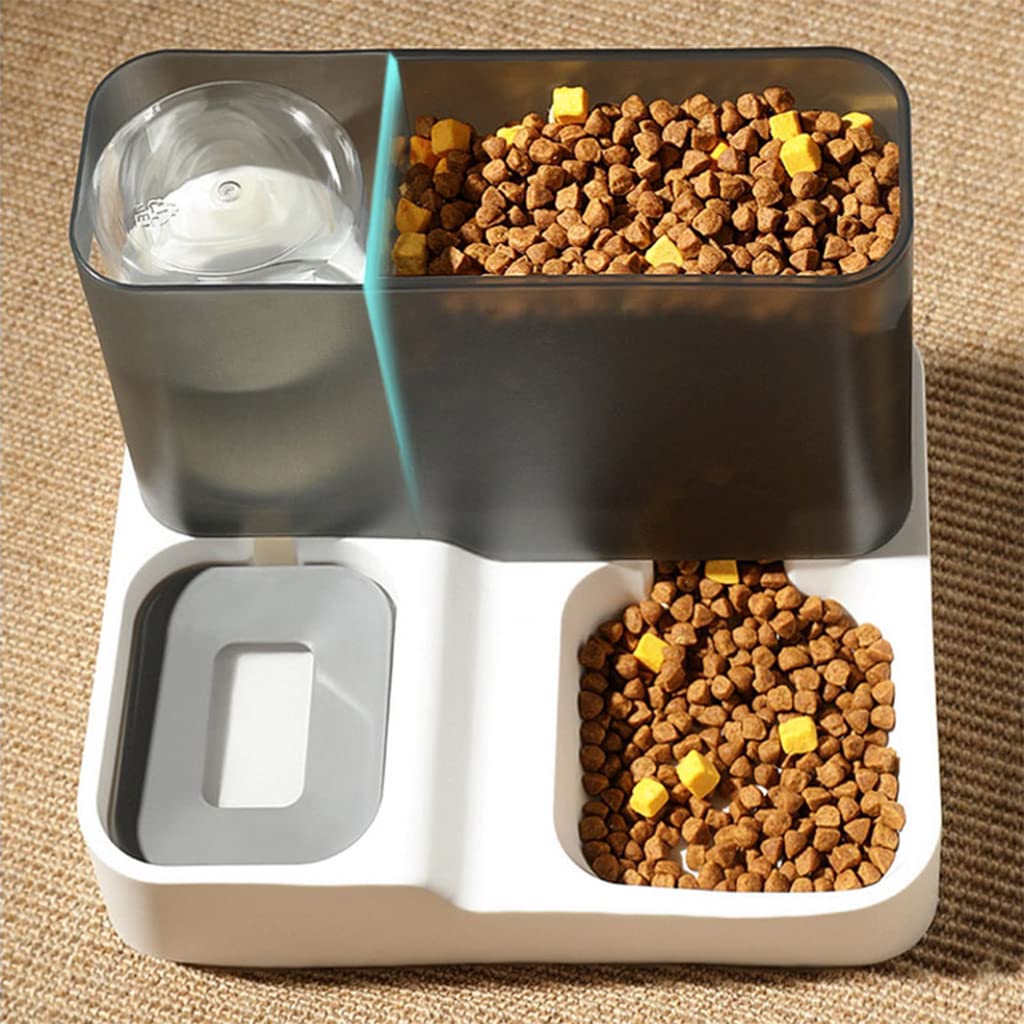 2 in 1 Automatic Food Feeder and Water Dispenser Gravity Design Auto Feeding 3L Cat Food Dispenser Food Feeder and Auto Dog Water Dispenser 1 L for Small Medium Big Dog Pets Puppy Kittens