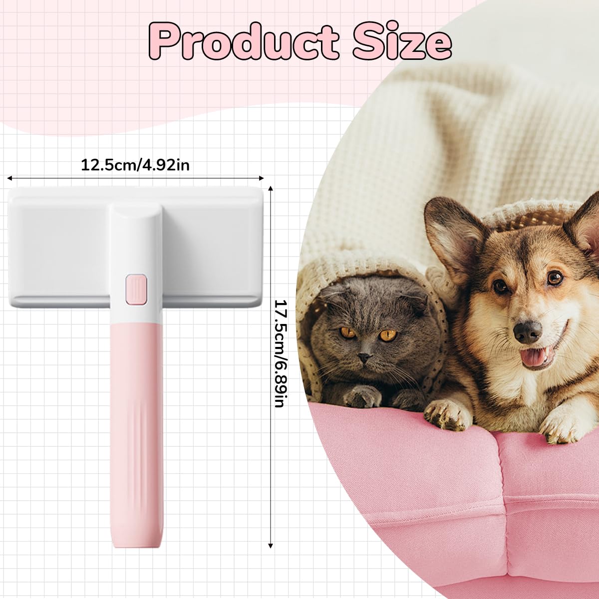 Qpets Pet Hair Remover for Furniture and Clothing with 12.5cm Plush Brush Head | Non Abrasive Slide Action Cleaner