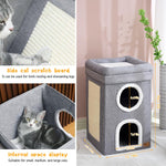 Qpets Cat House for Indoor Cats with 3-Layer Vertical Design and Scratch Board | 39x39x64 cm Cozy Cotton Bed