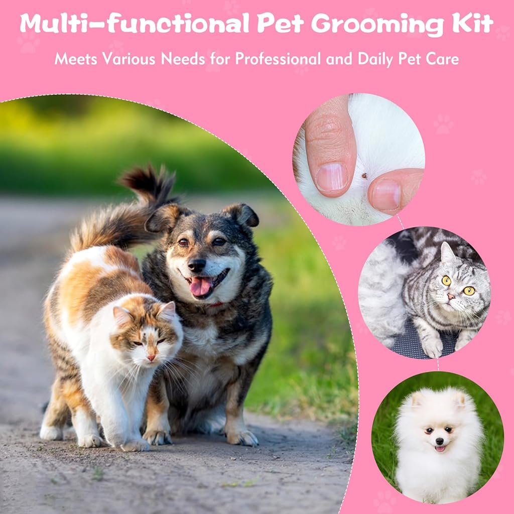 Qpets® Dog Grooming Kit, Pet Stainless Steel Flea Comb for Dogs and Cats, Reliable Grooming Tool Removes Fleas, Tangles, and Loose Hair for Effective Pet Hair Maintenance and Healthy Coat Care