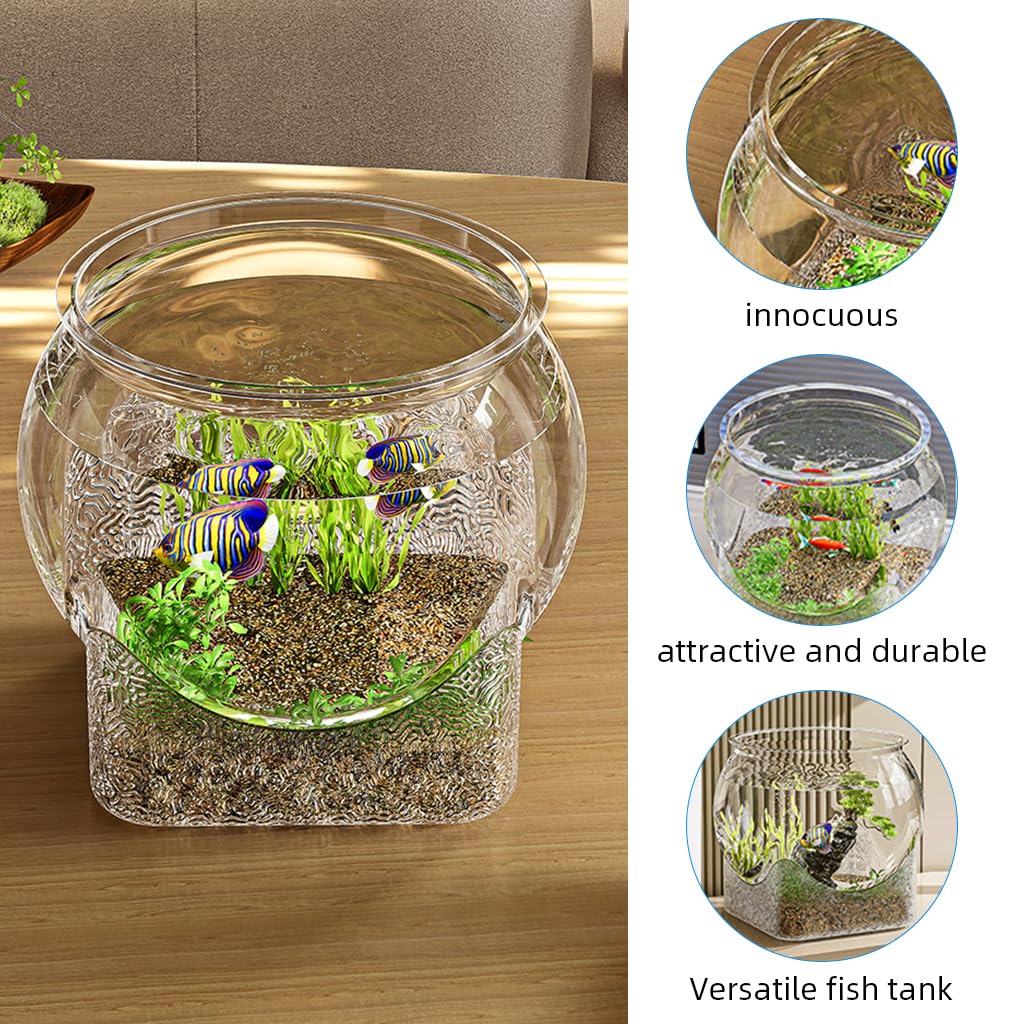 Qpets Betta Fish Aquarium Tank for Home or Office Décor with 12.5cm Round Bowl | PET Material and Decorative Stand