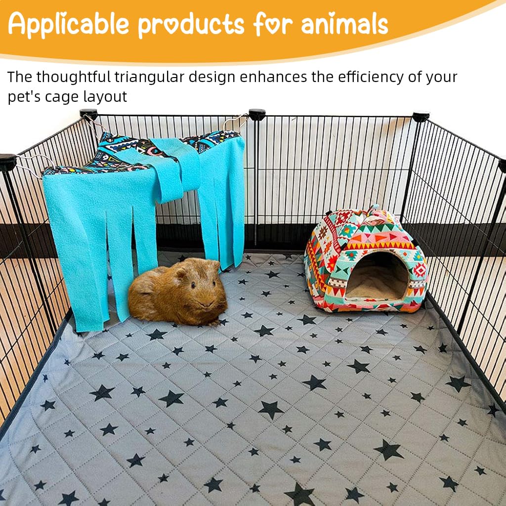 Qpets Hamsters Hammock Corner for Small Pets with 11.8 in Tassel Curtains | Easy Install Blue Hideout 30x30x42 cm