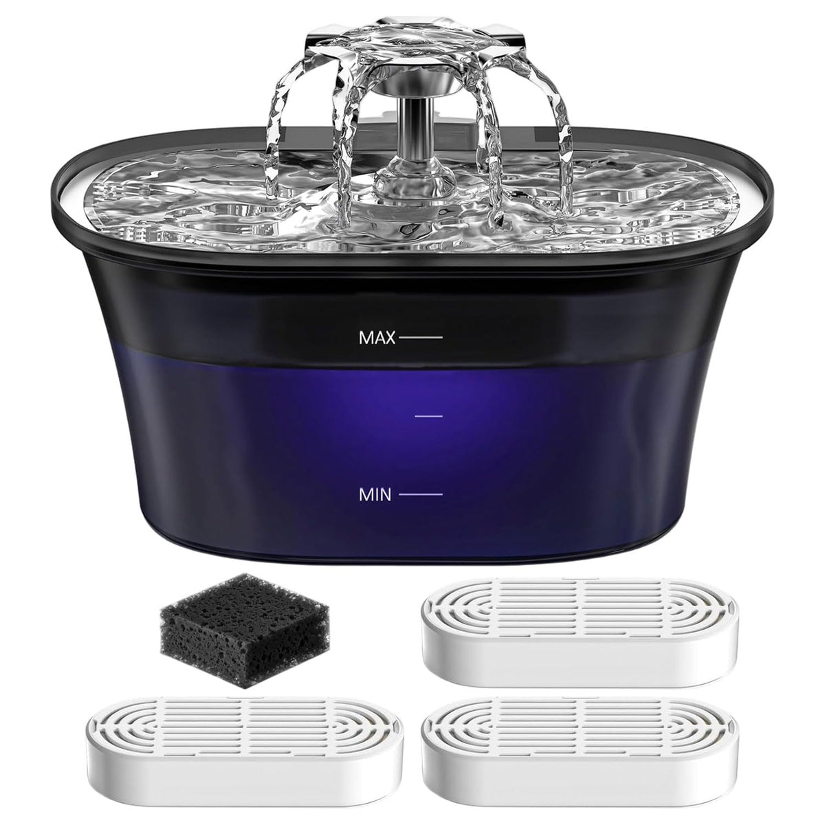 Qpets Cat Water Fountain with 2L Capacity and 5 Layer UV Filtration | 120 Day Battery