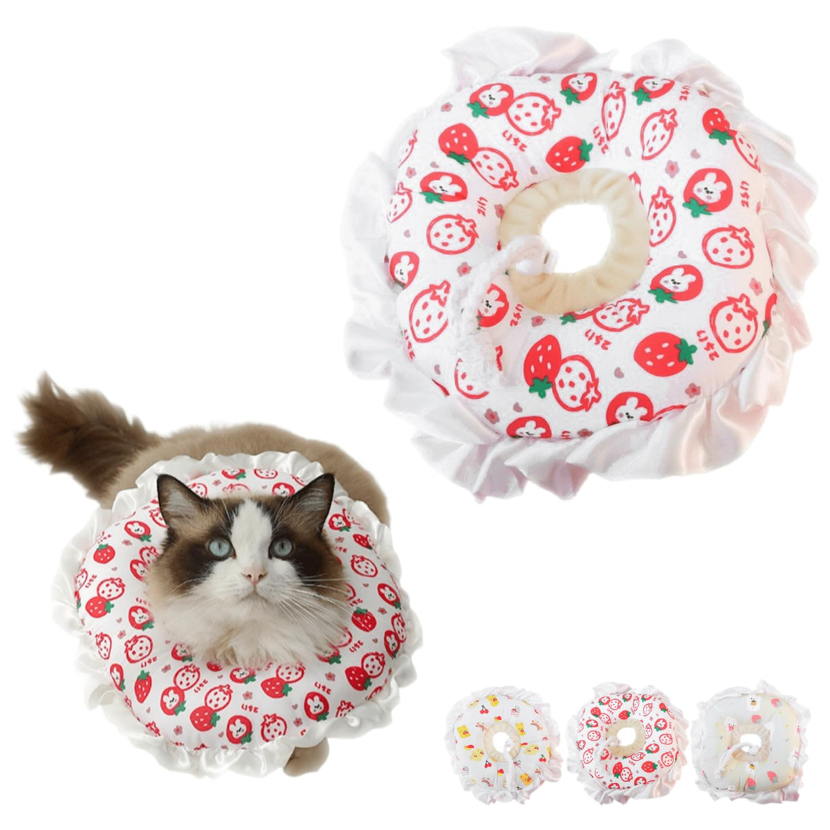 Qpets® Cute Cat Recovery Collar Soft Adjustable Cats Cone