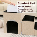 Qpets Pet Stairs for Small Dogs and Cats with Hidden Storage and Cozy Nap Spot | Easy Assembly