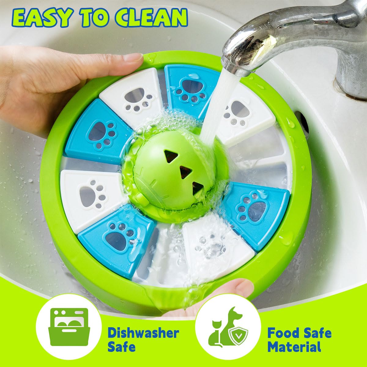 Qpets Slow Feeder Dog Bowl with 10 Grids and 360° Rotatable Lid | Rattling Ball Toy for All Breeds