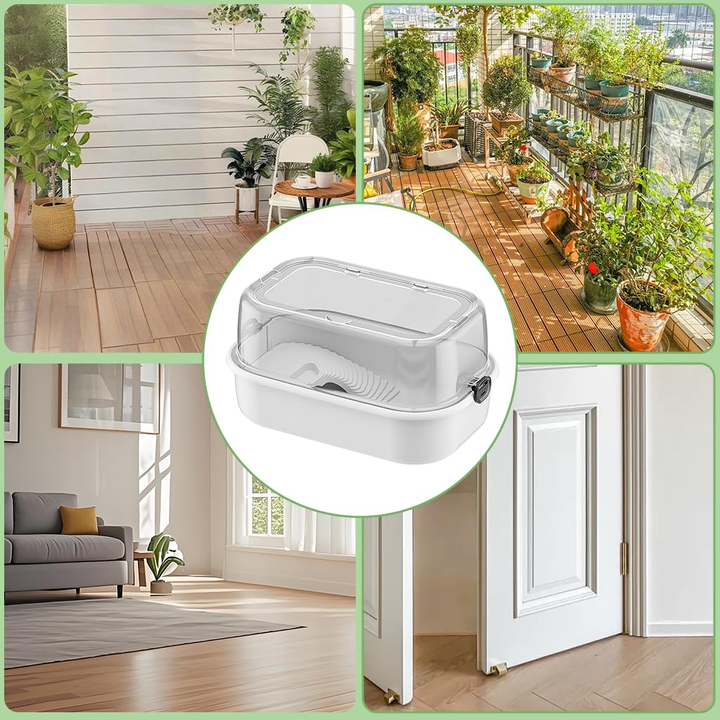 Qpets Turtle Basking Platform for Aquatic Tanks with Ramp and Built-in Food Bowl | 44.5x29x23cm PP Structure