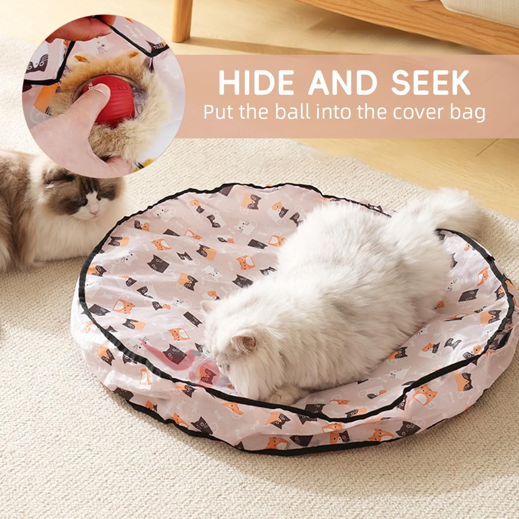 Qpets Interactive Cat Toy Mat for Exercise with USB Rolling Ball and 70x10cm Oxford Cloth Pad