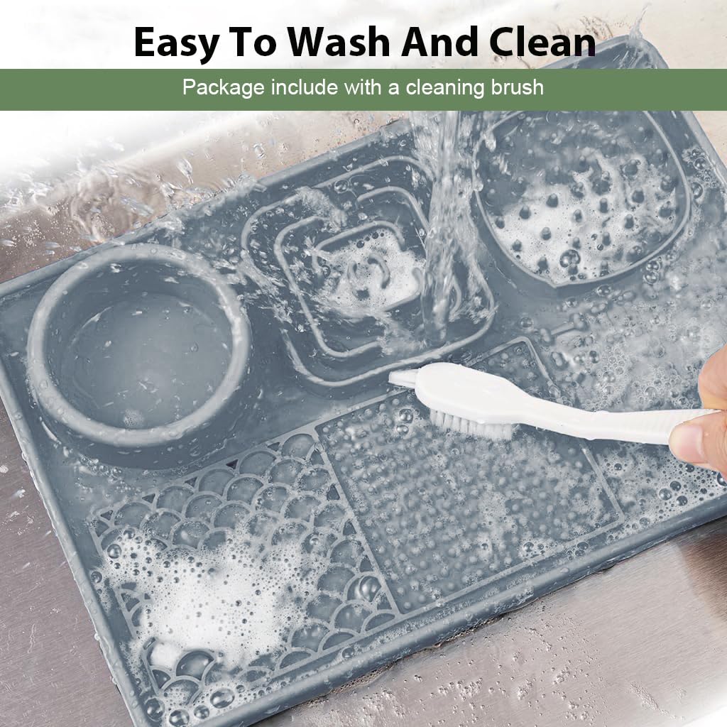 Qpets Lick Pad for Dog and Cat with Suction Cups featuring Food Grade Silicone | Ideal for Bathing Grooming and Training