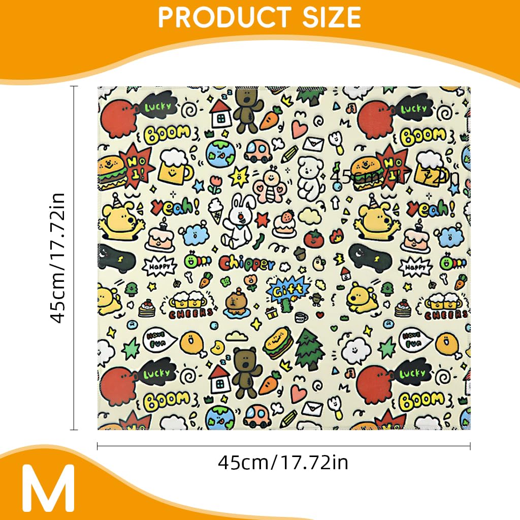 Qpets Cat Swaddle for Calming and Scratch Protection with Magic Snap Closure 45cmx45cm | Cute Cartoon Print