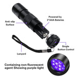 395NM UV Light Torch 12 LED UV Portable Flashlight Jade Appraisal Light Detector Lamp, Also Used for Leak, Pet Urine, Bed Bug, Scorpion, Hotel Inspection, Dry Stain(Without Battery)