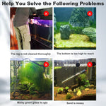 Qpets Aquarium Cleaning Tool with 16.5 in Stainless Steel Handle and 3 Attachments | Includes 10 Scraper Blades