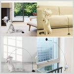 Qpets Interactive Cat Wand Toy for Indoor Play with 100cm Pole and Detachable Suction Cup | Eco-Friendly Feather Teaser