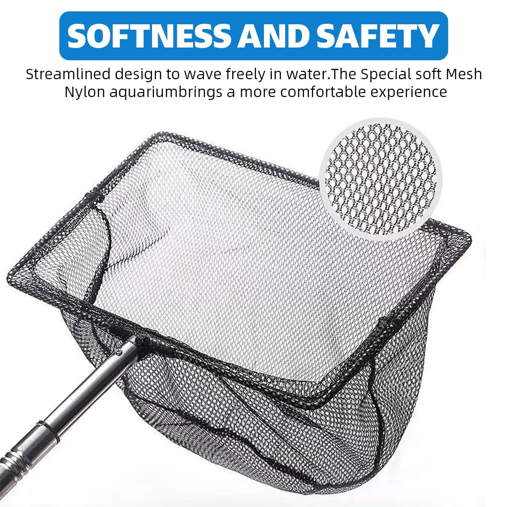 Qpets Aquarium Fish Net for Tank Maintenance with 19–33 in Telescopic Handle and Fine Nylon Mesh