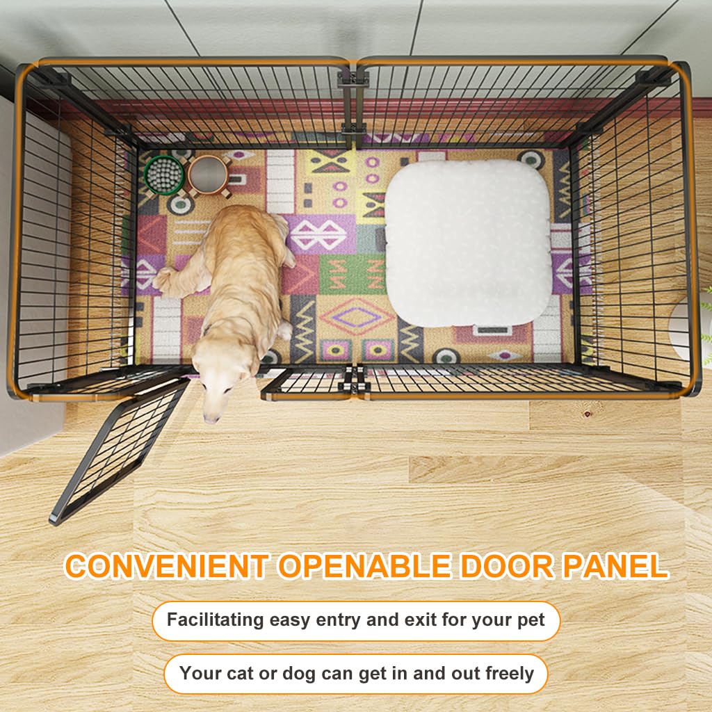Qpets Dog Playpen for Indoor Use featuring 6 Panels 50x50cm with Door and Metal Grid Design