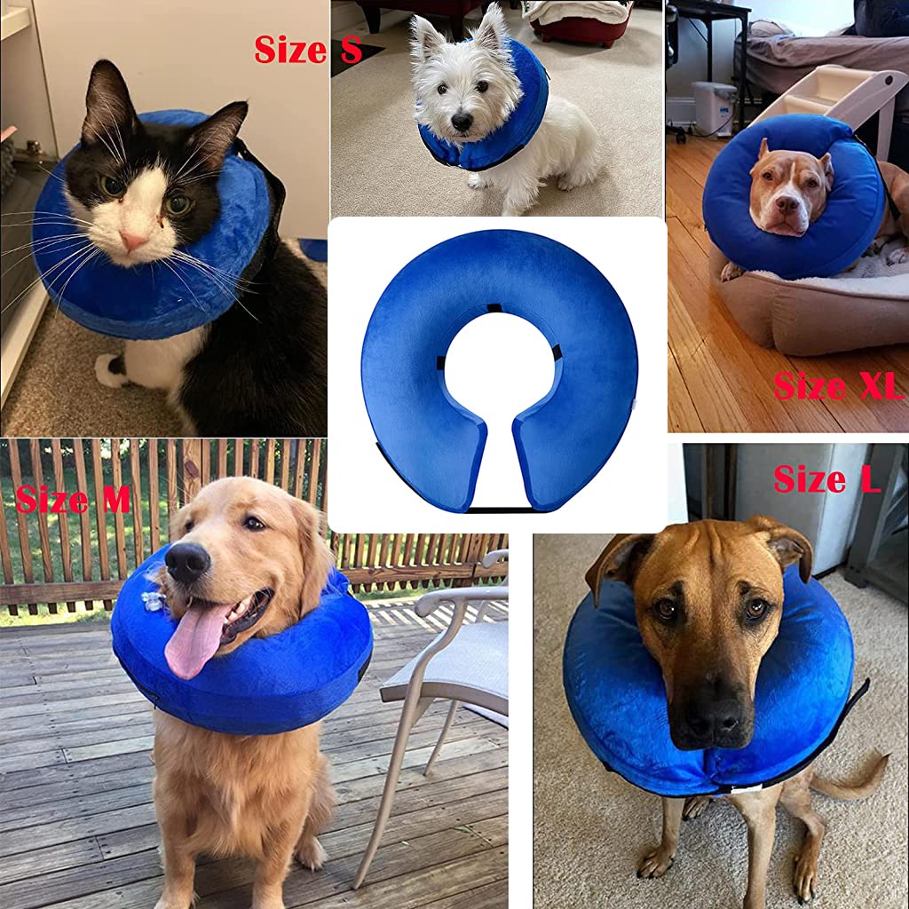 Dog Collar, E Collar for Cats Inflatable Dog Cone Collar with Soft Cotton Cover & Velcro Strap & Adjustable Size, After Surgery for Anti-Licking Cone Collar for Cat Dog(L, 38-50cm)