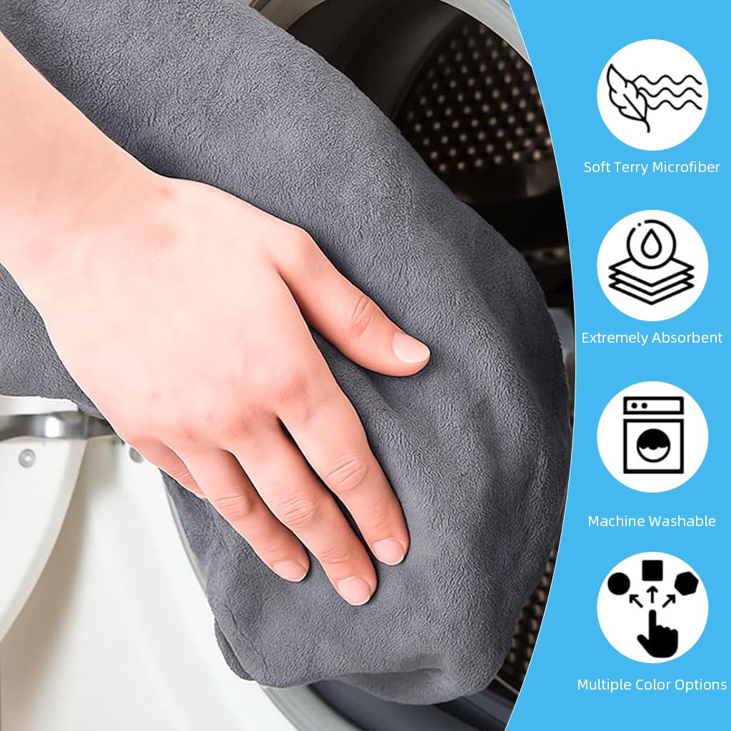 Qpets Dog Bath Towel for Cats and Dogs featuring Cute Paw Print | Ultra Absorbent Microfiber 50x100 cm