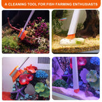 Qpets Aquarium Algae Cleaner for Small to Medium Tanks with Dual Head Brush & Felt Pad