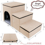 Multi Purpose Dog Cat Stair Pet Stair Pet House 3-Stair Cat House for Pet with Storage Space Foldable Pet Game Stair Dog Bed for Small Dog Cat Cat Beds