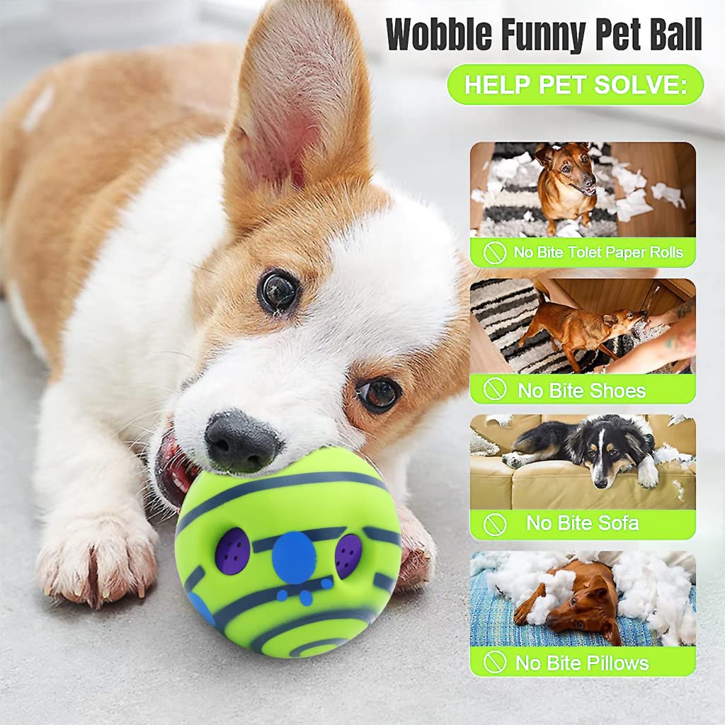 Qpets® Dog Toy Balls 5.5 Inch Chasing Chew Interactive Pet Fun Bouncing Giggle PVC Molar Funny Chewing for Medium Large Dogs 3 PCS