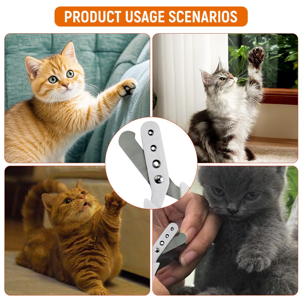 Qpets Cat Nail Clipper for Safe Trimming with 1.5mm 2mm 3mm Guard Holes and Stainless Steel Blades