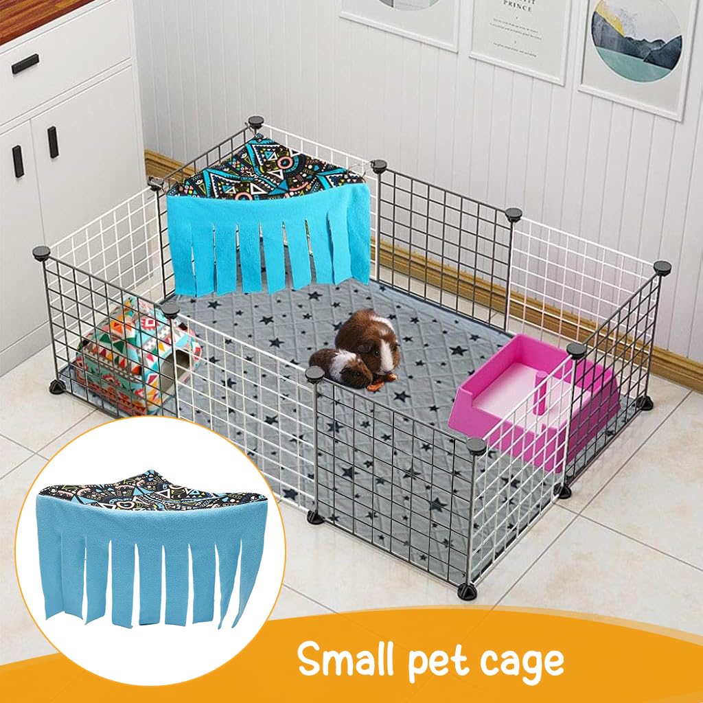 Qpets Hamsters Hammock Corner for Small Pets with 11.8 in Tassel Curtains | Easy Install Blue Hideout 30x30x42 cm