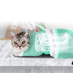 Qpets Cat Bathing Bag for Grooming and Medicine Use with 3 Drawstrings Mesh Green | Safe Restraint