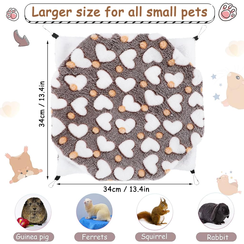 Qpets Winter Hammock Bed for Small Animals with Plush Warm Material | 2PCS Multicolor Set