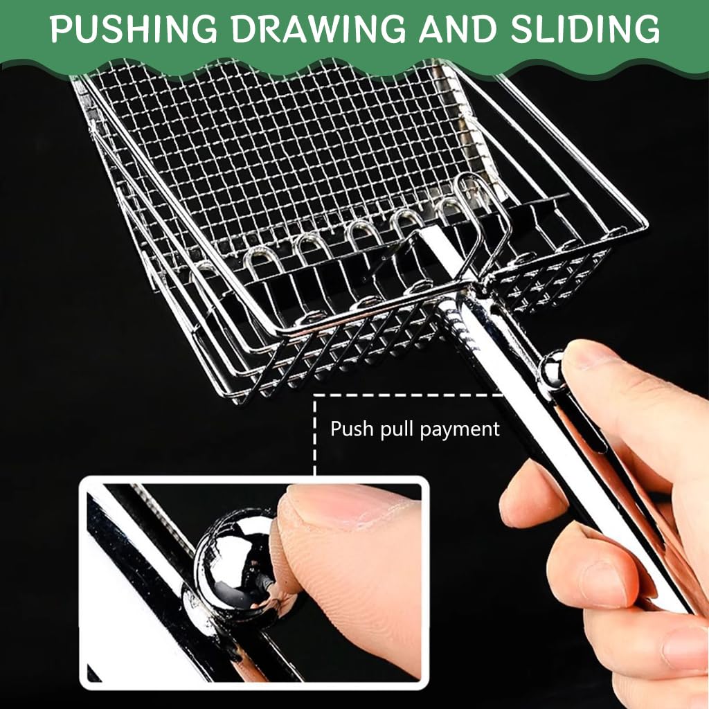 Qpets Cat Litter Scoop for Clumping Clay with Dual Size Gaps 0.3cm and 1cm | Full Metal