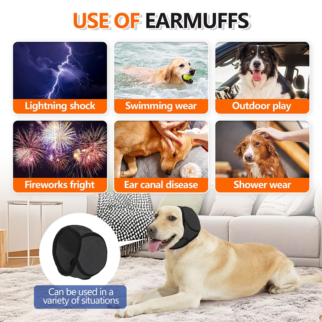 Qpets Dog Ear Protectors for Anxiety Relief and Noise Reduction | Adjustable Chin Strap 2PCS