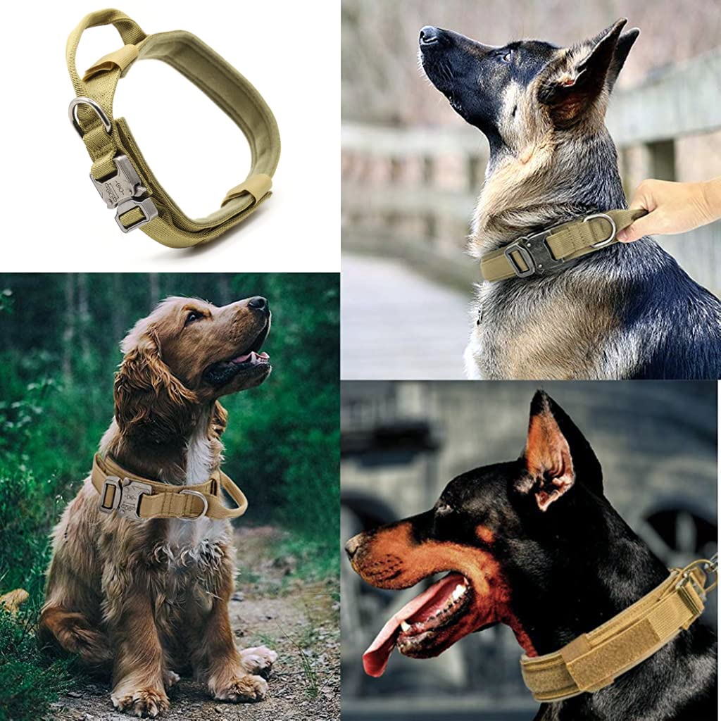 Dog Collar for Large Dogs Adjustable Nylon Tactical Dogs Collar with Strap Handle Dog Training Collar Quick Release Metal Buckle for Large Dogs(XL, 20''-24 inch''/50-59cm)