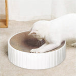 Qpets Cat Scratching Stool for Play and Rest with Teaser Ball | 40×40×10 cm Hard Cardboard Bed