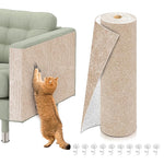 Qpets® Cat Scratch Pad, Scratch Pad for Cats, Wall Cat Scratcher Mat (40x100cm) Cuttable Adhesive Cat Scratching Mat for Wall, Cabinet, Couch, Floor