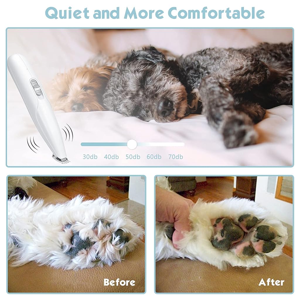 Qpets® Professional Cat Dog Trimmer for Paw - Cordless Pet Grooming Clipper with USB Recharge, Two-Speed Quiet Motor, Skin-Friendly Stainless & Ceramic Blade, Compact Design for Cat and Dog Care