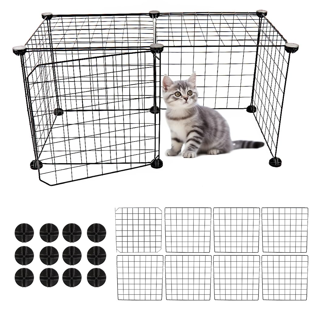 Qpets DIY Assembly Dog House with 7 Wire Panels and Door Panel for Indoor Pets | Metal Cage Kit 37×37 cm