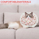 Qpets Cat Recovery Collar for Post Surgery Comfort with Adjustable Cotton Drawstring featuring Sweet Strawberry Design | Fits 12–25 cm Necks