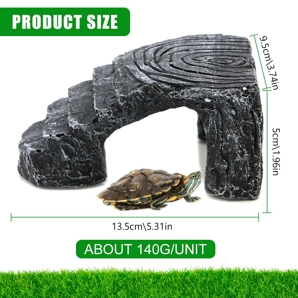 Qpets Resin Turtle Basking Platform for Small Tanks with Triangle Structure and Stair Design 13.5x11x5.5 cm