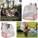 Breathable Design Cat Bag Carrier Backpack for Hot Weather, Expandable Cat Dogs Cage, Cat Bag, Backpack Design Pet Travel Carrier Pet Case for Small Pets (Pink, NOT Expandable)