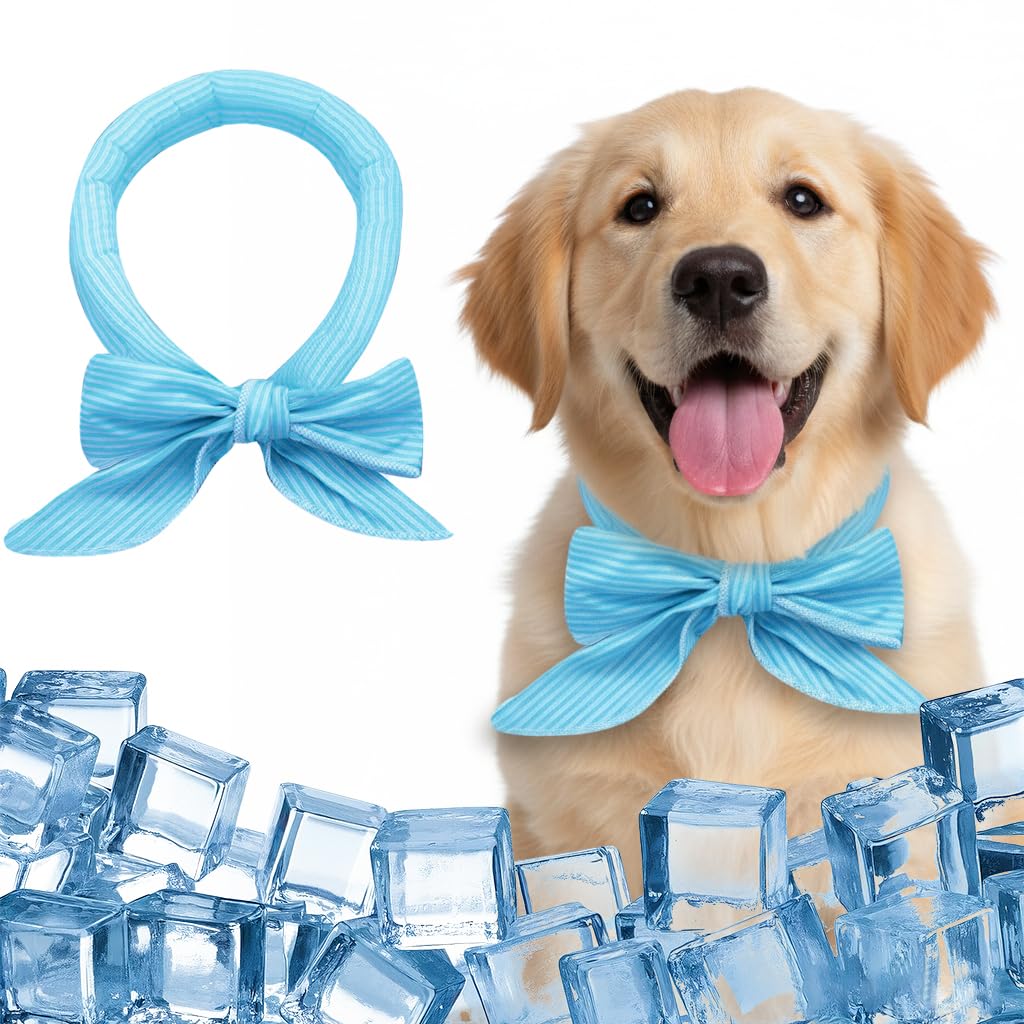 Qpets® Cooling Bandana for Dogs & Cats, Reusable Neck Wrap Pet Cooling Collar, Evaporative Water Activated Scarf with Cute Print for Heat Relief Perfect for Walks & Outdoor Play