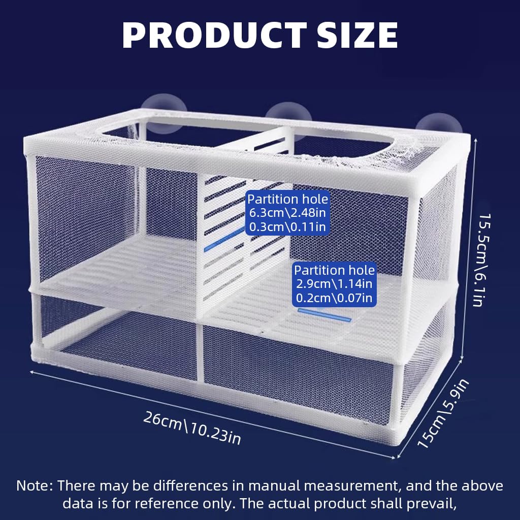 Qpets Aquarium Fish Breeding Box for Fry Protection with Suction Cups and Nylon Mesh 16x15x15.5cm