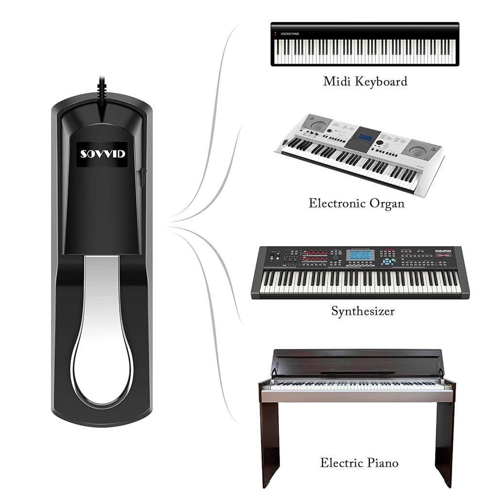 Qpets® Digital Piano Pedal Sustain Universal Keyboard Pedal Sustain for Yamaha