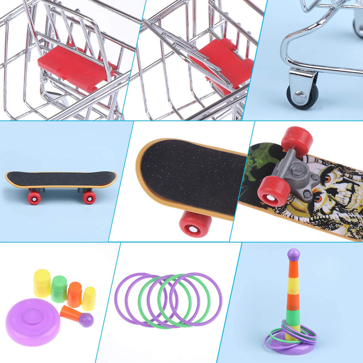 7PCS Bird Toys Set Bird Training Toys and Accessories Including Shopping Cart Basketball Stacking Skateboard Training Toy (Random Color) (Set One)