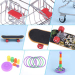 Qpets Bird Toys Set for Parrot Training with Skateboard Cart and Basketball Hoop | 7PCS Safe Plastic Accessories