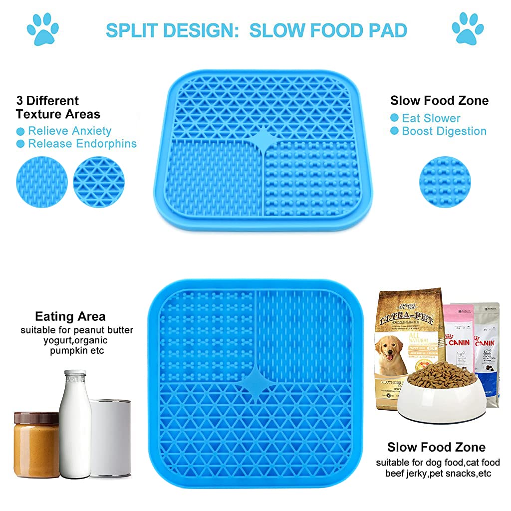 20CM Lick Mat for Dogs Cat, Food-Grade Silicone, Dog Food Mat with Suction Cup, Slow Feeding Mat, 7.9in, Perfect Use During Training, Bathing, Grooming(Square)