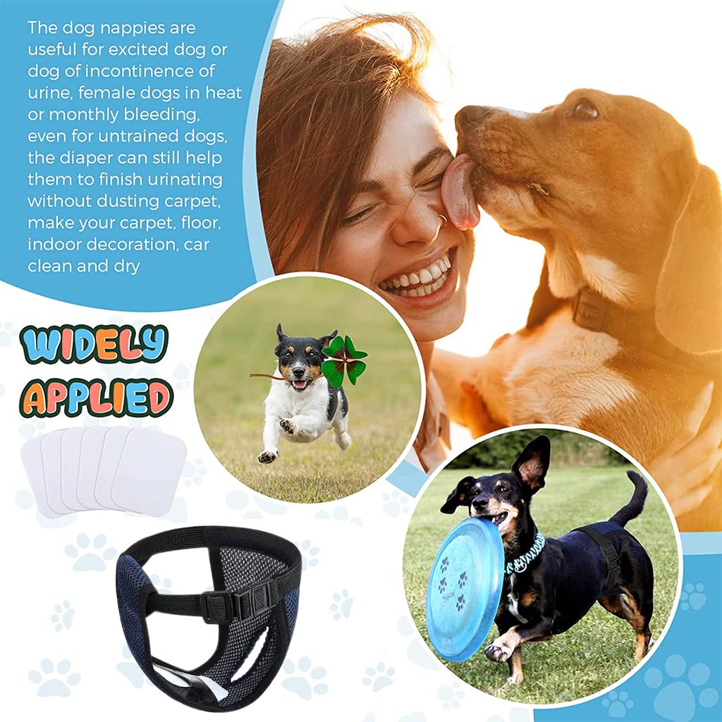 Qpets Dogs Diapers Female for Pet Use with 6 Absorption Cotton Pads | Breathable Mesh Fabric 2PCS