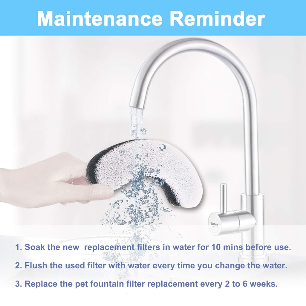 Qpets® Cat Water Fountain Filter Replacement 24PCS Arc-Shaped Washable Pet Fountain Filters with Triple Filtration System Activated Carbon