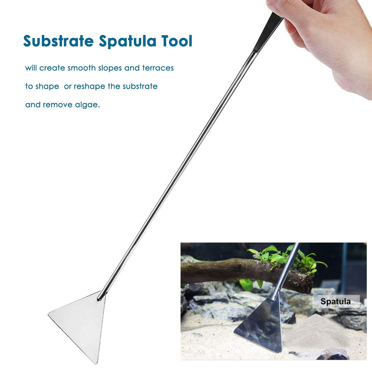 Qpets Aquarium Aquascaping Tools Kit for Plant Care with Anti Slip Clip End and 10.6 in Tweezers | Stainless Steel Set