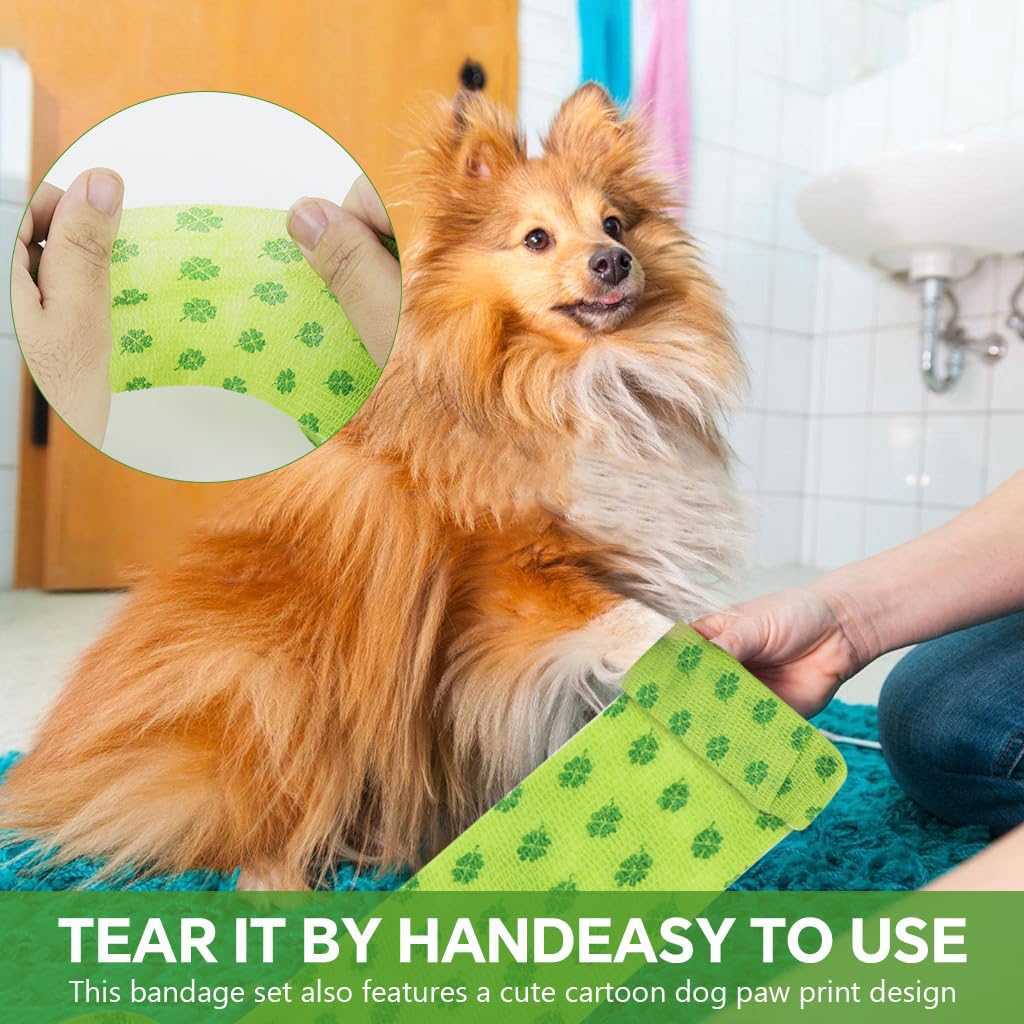 Qpets Dog Bandages for Wound Care with Self-Adhesive Wrap 4.5 m Roll 2 Pack | Waterproof Breathable Non‑Woven for Cats and Dogs