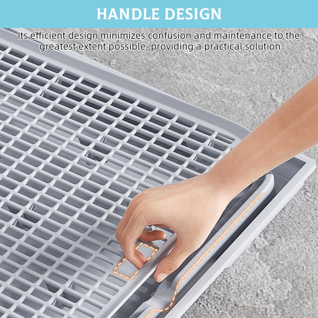 Qpets Cat Litter Tray for Home Use featuring Dual Layer Mesh Grid 42cmx28.5cm Design