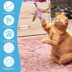 Qpets Cat Teaser Toy for Self Entertainment with Swivel Steel Wire and 5 Feather Charms